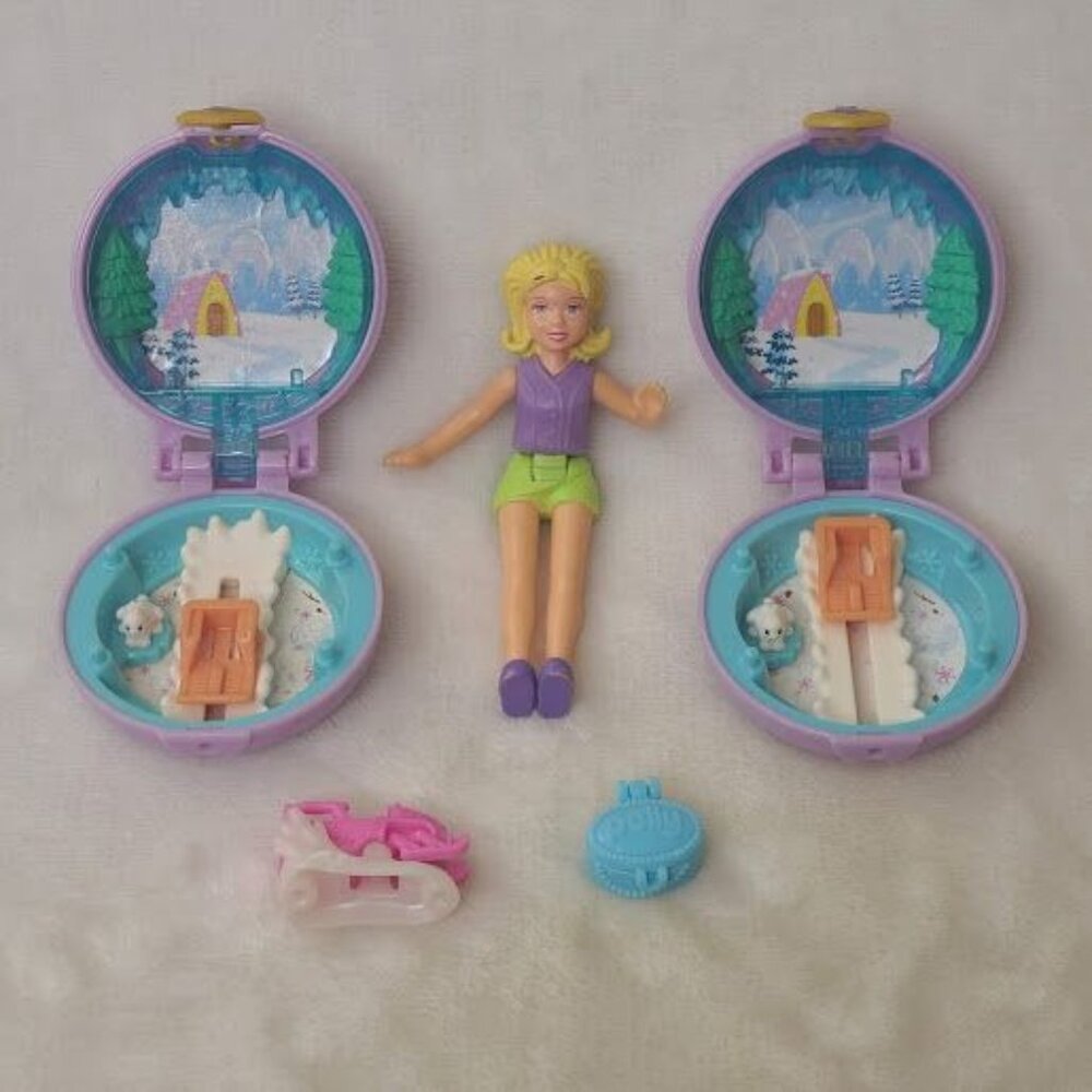 Polly Pocket Mixed Lot Mattel 2019 Winter Compacts + 2003 McDonalds Doll - Picture 2 of 8